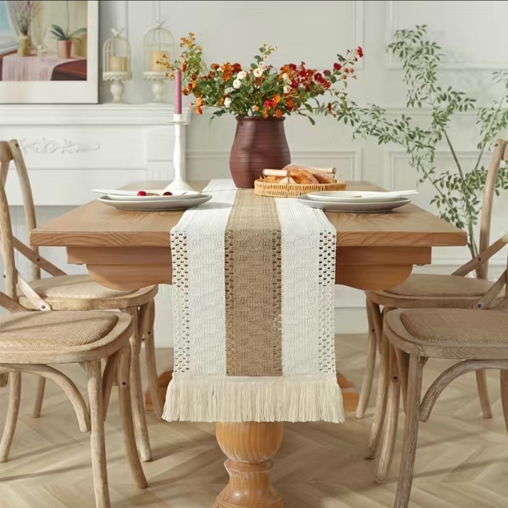 Boho Macrame Crochet Table Runner